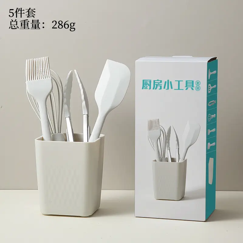 Food-Grade Heat-Resistant Silicone Baking Utensil Set, Egg Beater, Oil Brush, Scraper, Silicone Spatula, Mini Soup Spoon, Kitchen Tools
