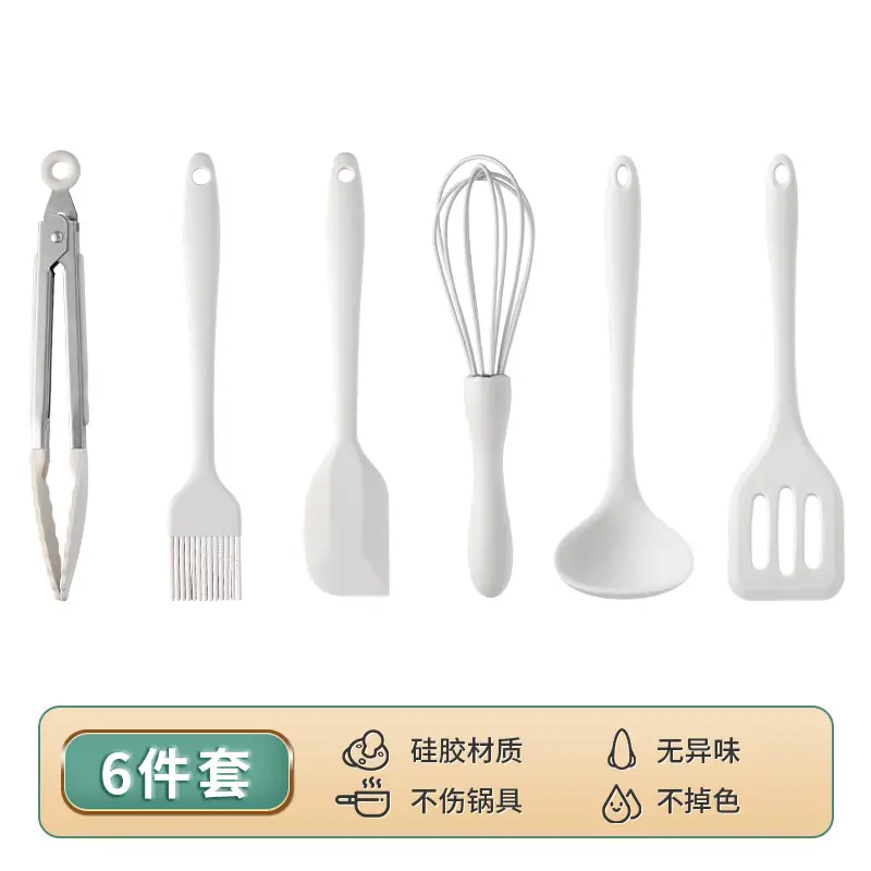 Food-Grade Heat-Resistant Silicone Baking Utensil Set, Egg Beater, Oil Brush, Scraper, Silicone Spatula, Mini Soup Spoon, Kitchen Tools