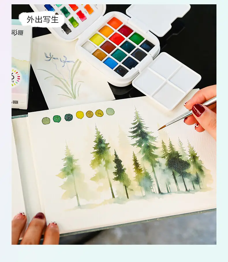 Blue Fruit S618 Solid Watercolor Set with Rich Colors, Mini Paint Box, Portable Painting Tools for Beginners and Travel — feature 10