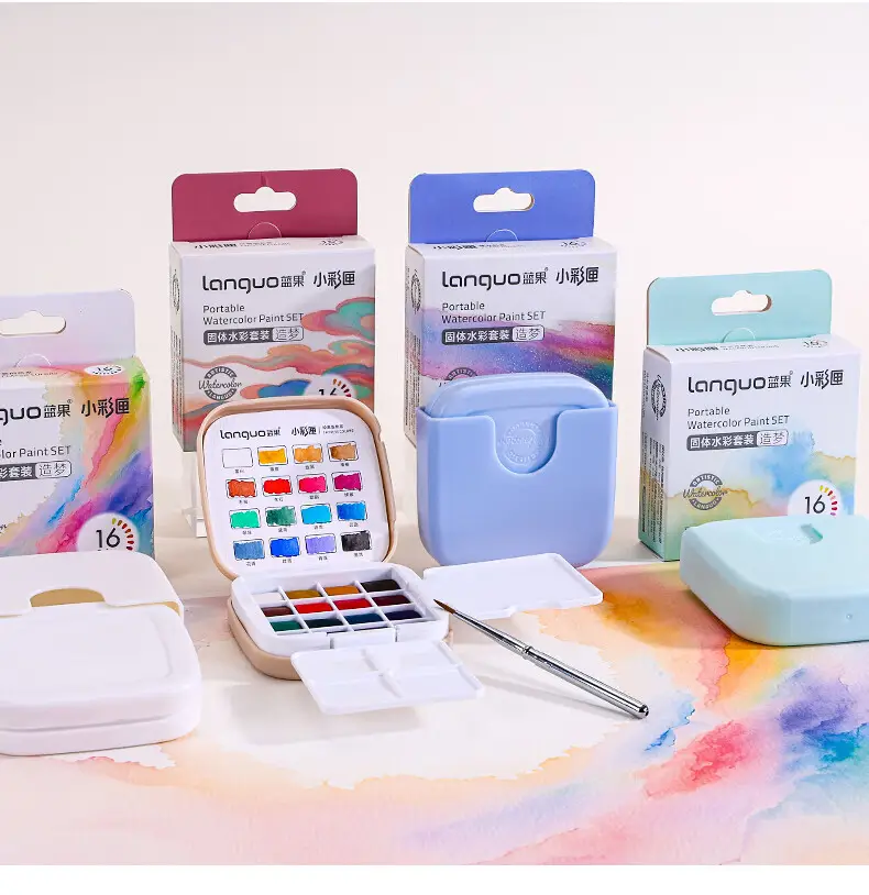 Blue Fruit S618 Solid Watercolor Set with Rich Colors, Mini Paint Box, Portable Painting Tools for Beginners and Travel — feature 12