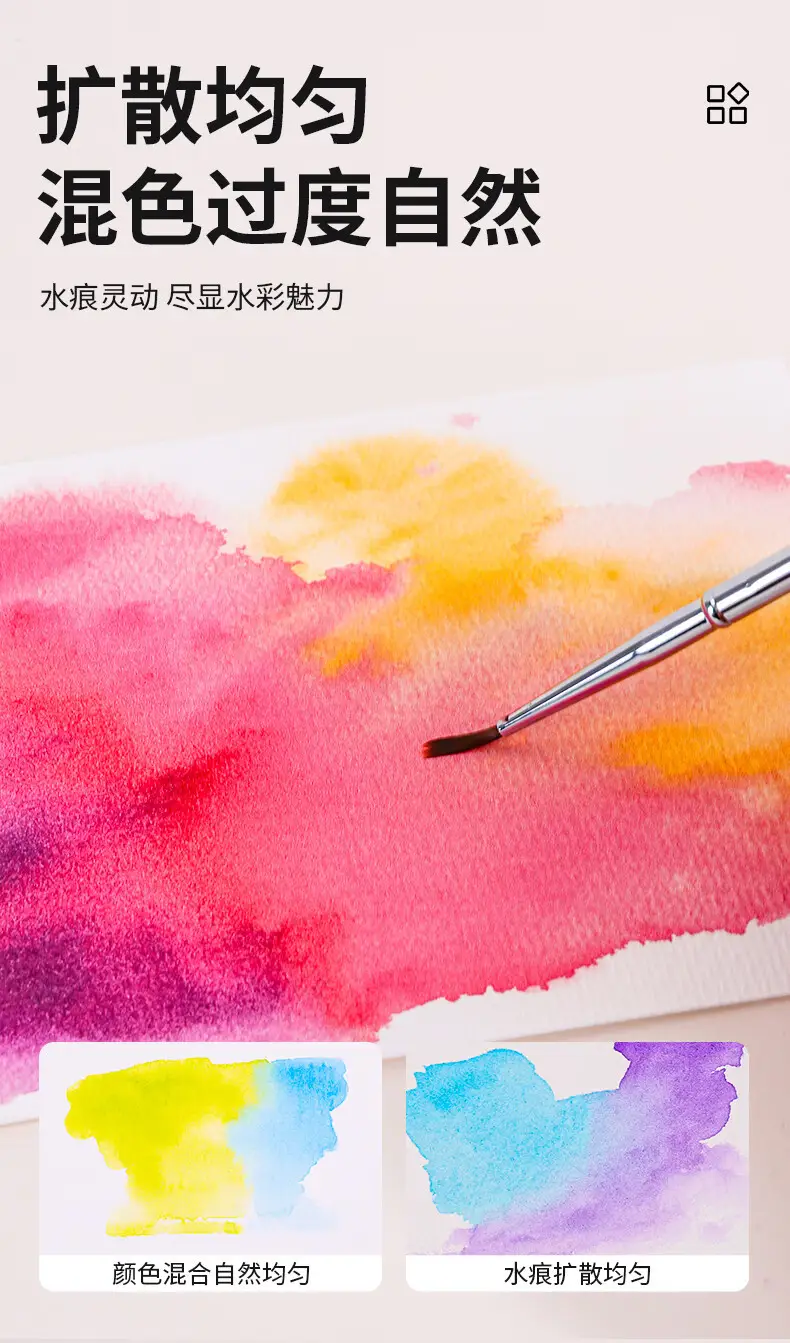 Blue Fruit S618 Solid Watercolor Set with Rich Colors, Mini Paint Box, Portable Painting Tools for Beginners and Travel — feature 6