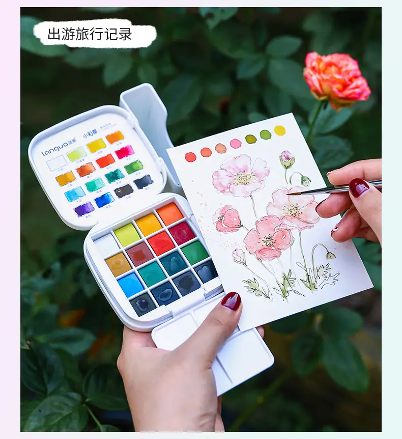Blue Fruit S618 Solid Watercolor Set with Rich Colors, Mini Paint Box, Portable Painting Tools for Beginners and Travel — feature 9