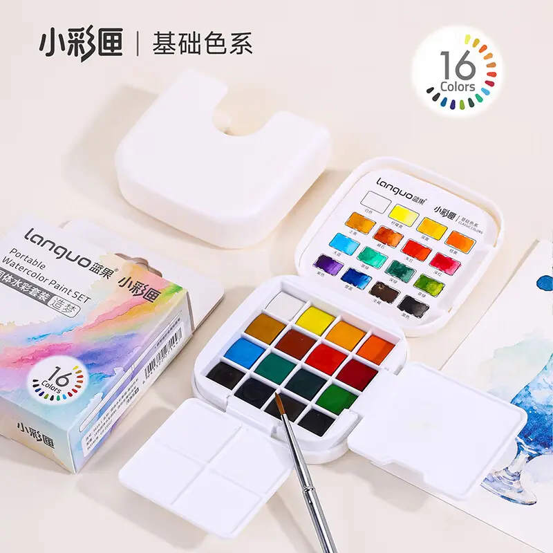 Blue Fruit S618 Solid Watercolor Set with Rich Colors, Mini Paint Box, Portable Painting Tools for Beginners and Travel