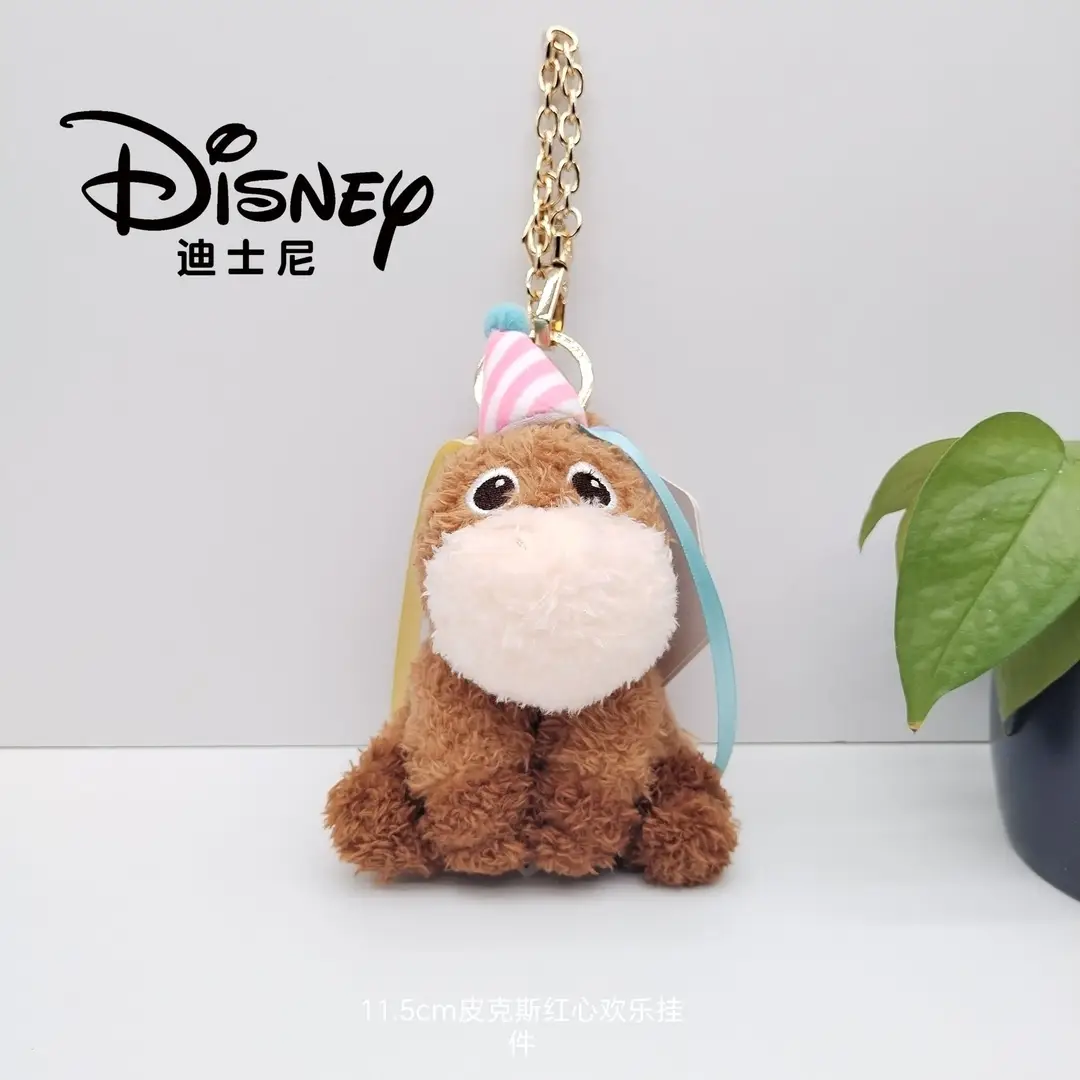 Disney Genuine Strawberry Bear Pendant, Three-Eyed Doll Keychain, Plush Toy Backpack Decoration