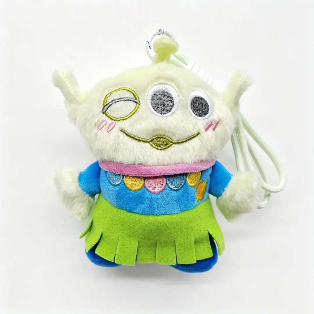 Disney Genuine Strawberry Bear Pendant, Three-Eyed Doll Keychain, Plush Toy Backpack Decoration