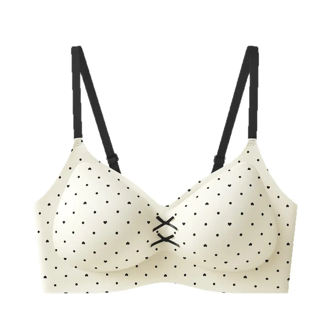 Fresh Pastoral Style Seamless Beauty Back Bra for Girls, Anti-Sagging Floral Jelly Gel Small Chest Push-Up Bra for Women
