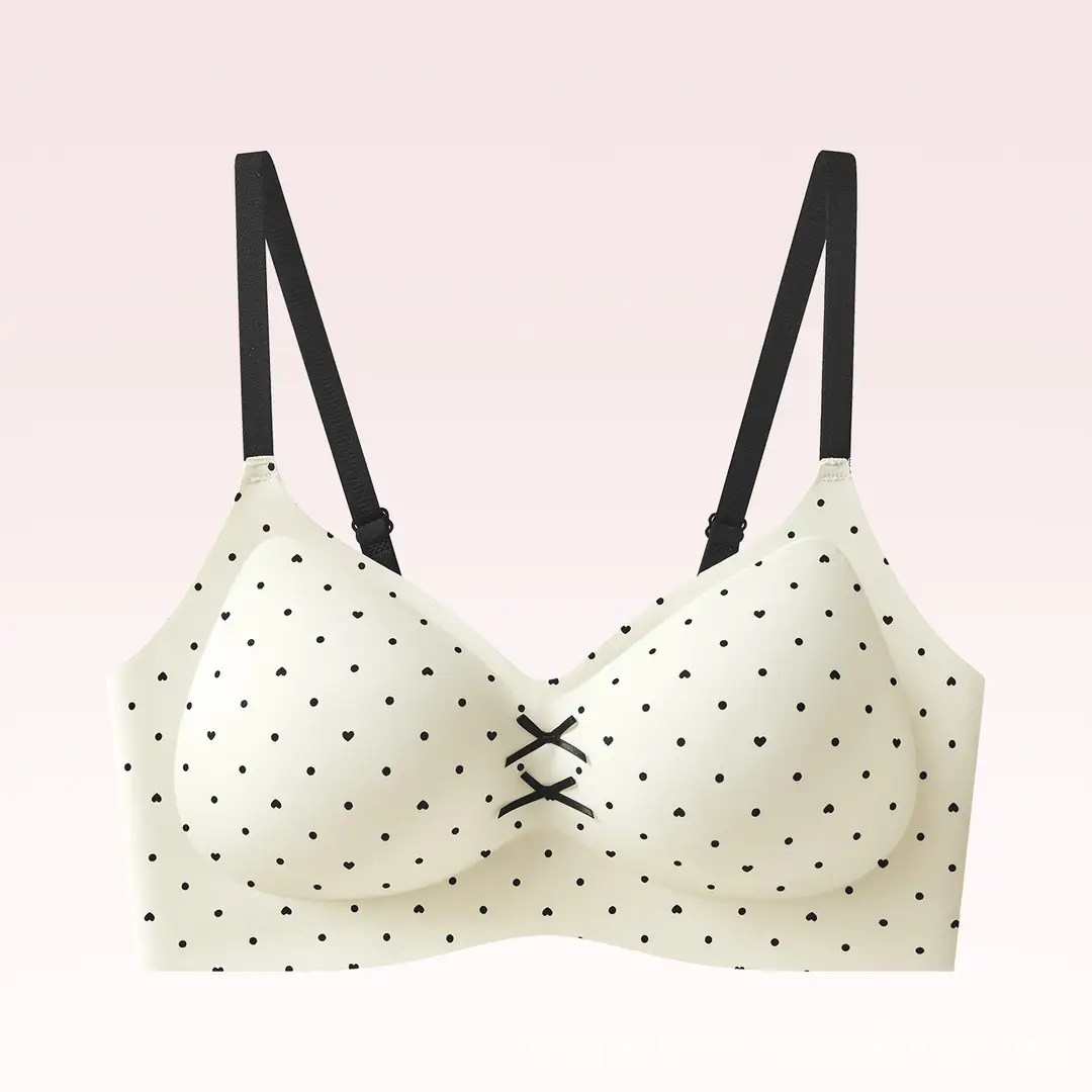 Fresh Pastoral Style Seamless Beauty Back Bra for Girls, Anti-Sagging Floral Jelly Gel Small Chest Push-Up Bra for Women