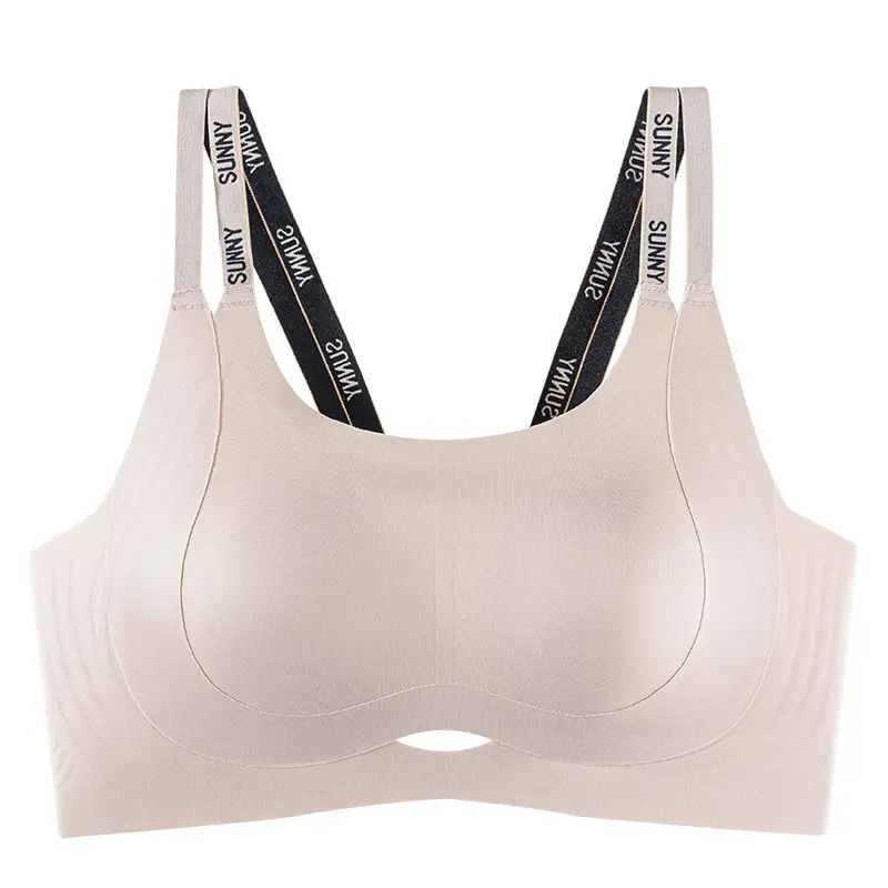Double-Layer Lift-Up Bra for Large Busts, Jelly Strip Seamless Underwear for Women, Soft Support, Push-Up, Elastic, Sexy Bra
