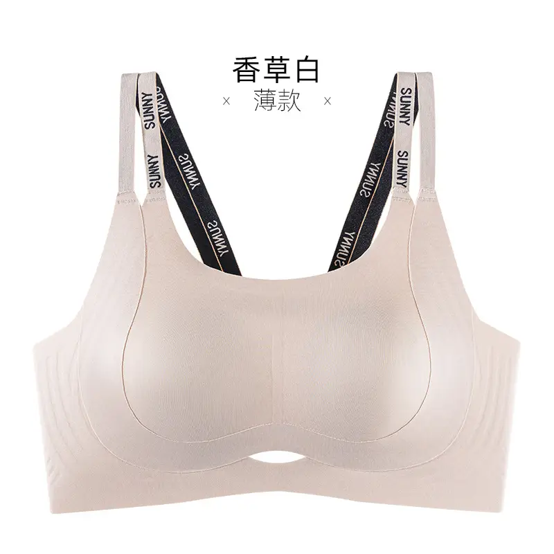 Double-Layer Lift-Up Bra for Large Busts, Jelly Strip Seamless Underwear for Women, Soft Support, Push-Up, Elastic, Sexy Bra