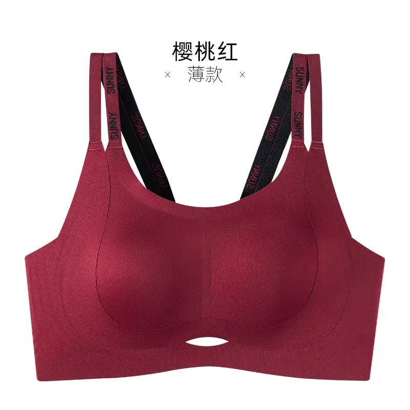 Double-Layer Lift-Up Bra for Large Busts, Jelly Strip Seamless Underwear for Women, Soft Support, Push-Up, Elastic, Sexy Bra