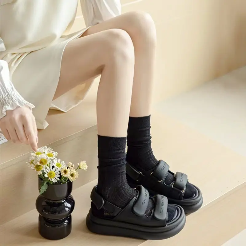 Ballet-Style Slouch Socks for Women, Spring and Summer Thin Mesh, Sweat-Absorbent, Breathable, Solid Color Mid-Calf Socks, Versatile Ins Socks