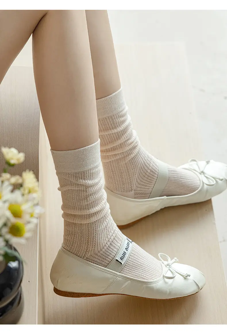 Ballet-Style Slouch Socks for Women, Spring and Summer Thin Mesh, Sweat-Absorbent, Breathable, Solid Color Mid-Calf Socks, Versatile Ins Socks — feature 13