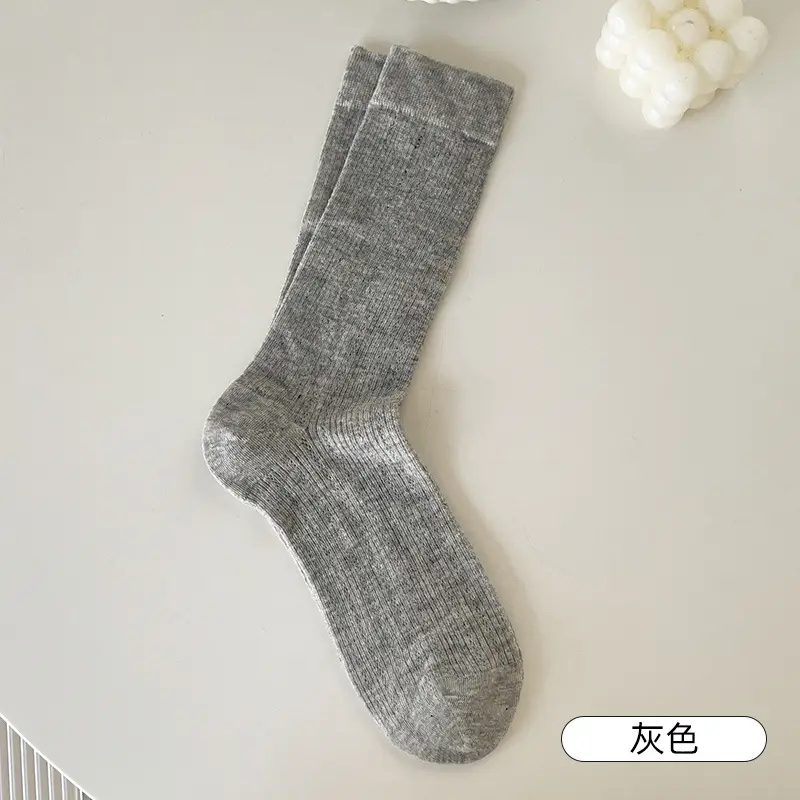 Ballet-Style Slouch Socks for Women, Spring and Summer Thin Mesh, Sweat-Absorbent, Breathable, Solid Color Mid-Calf Socks, Versatile Ins Socks