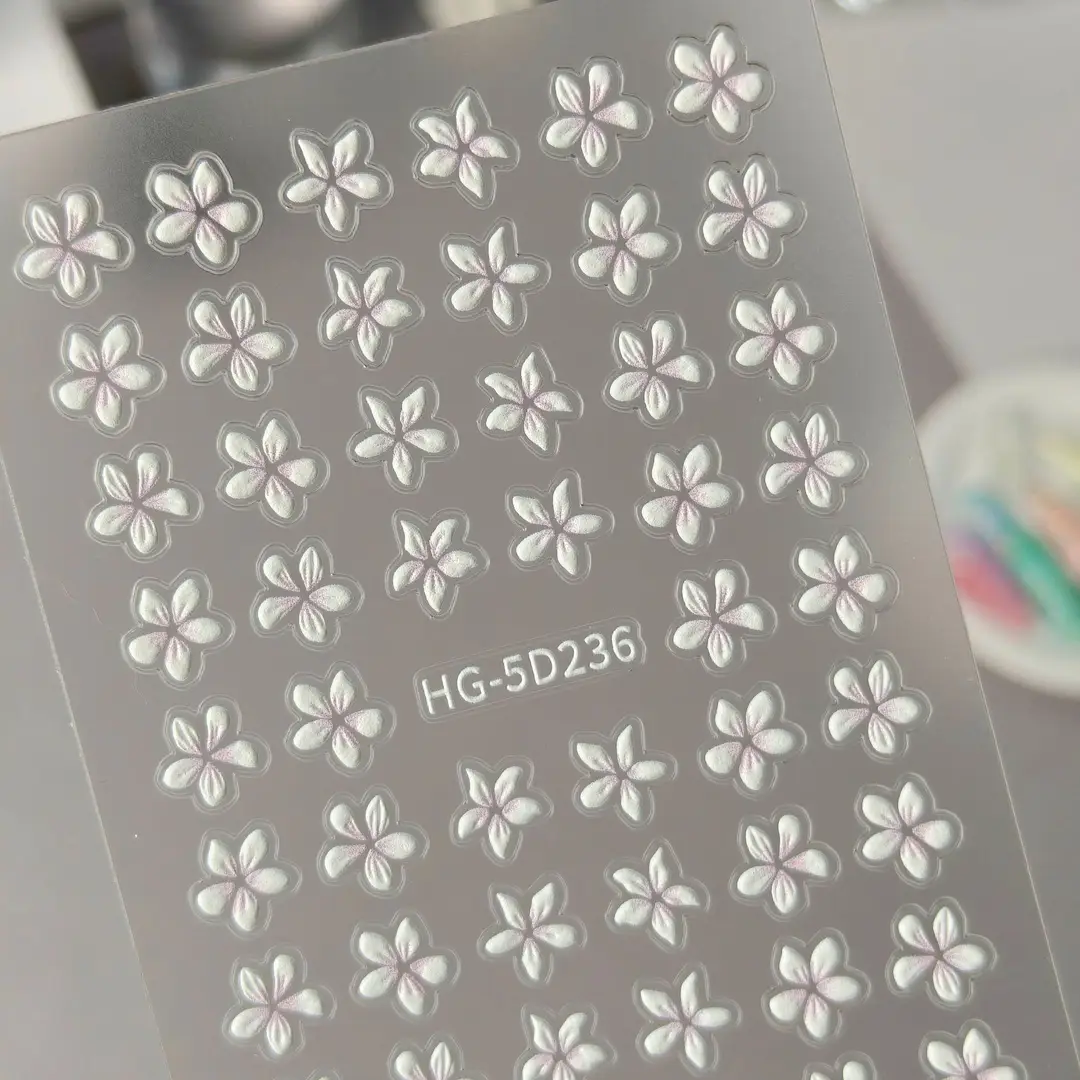 Spring Colorful Flower Nail Stickers, Various Mixed Designs, 3D Waterproof Flower 5D Embossed Nail Stickers, Hg Model — feature 17