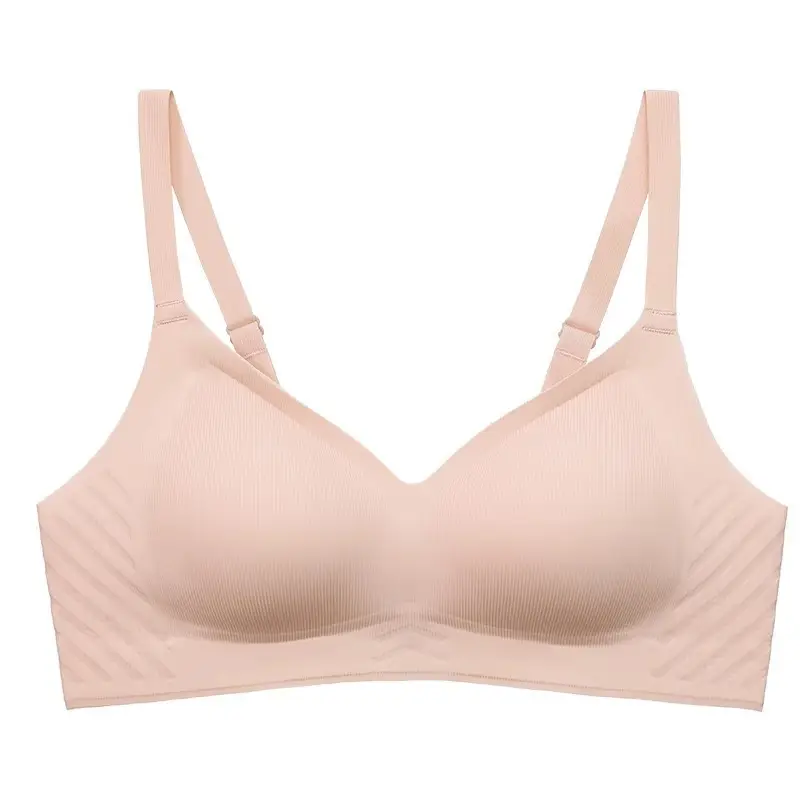 Small Bust Push-Up Bra for Women, Wireless, Minimizes Large Bust, Gathers Side Breasts, Lifts and Supports, Seamless, Plus Size, Ice Silk, Breathable