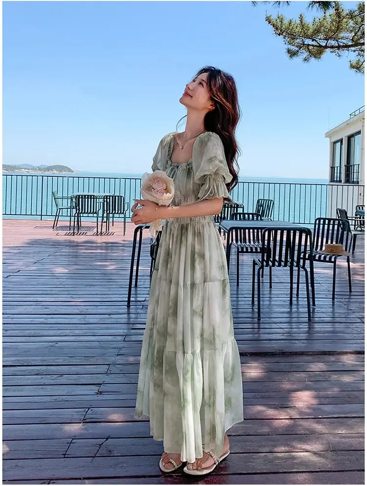 French-Style Romantic Square-Neck Floral Dress, Fairy-Like, Spring and Autumn 2026 New Model, Summer Gentle Temperament, Super Fairy-Like Vacation Long Dress — feature 10