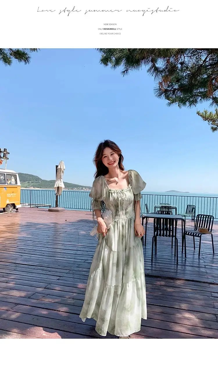 French-Style Romantic Square-Neck Floral Dress, Fairy-Like, Spring and Autumn 2026 New Model, Summer Gentle Temperament, Super Fairy-Like Vacation Long Dress — feature 12