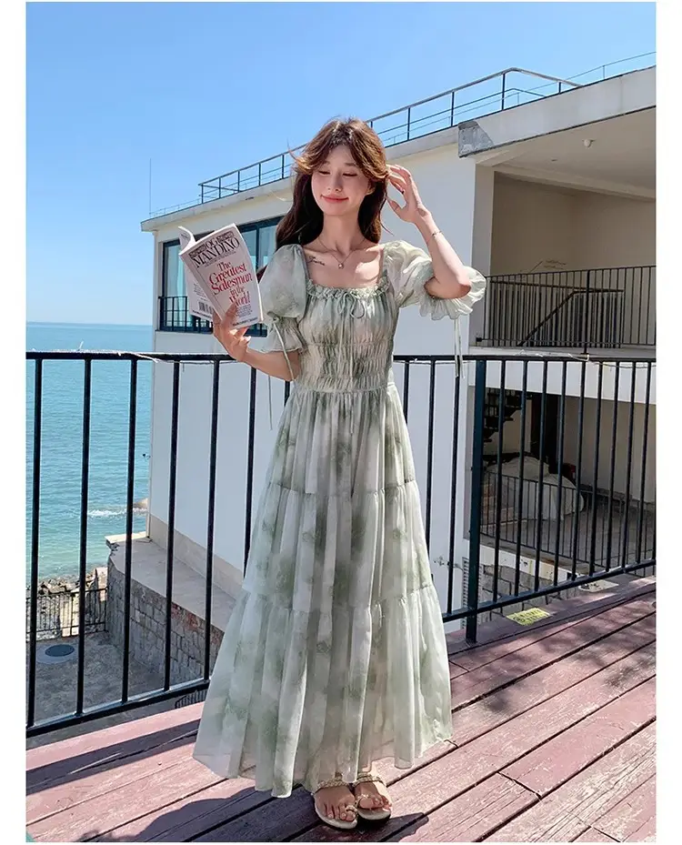 French-Style Romantic Square-Neck Floral Dress, Fairy-Like, Spring and Autumn 2026 New Model, Summer Gentle Temperament, Super Fairy-Like Vacation Long Dress — feature 13
