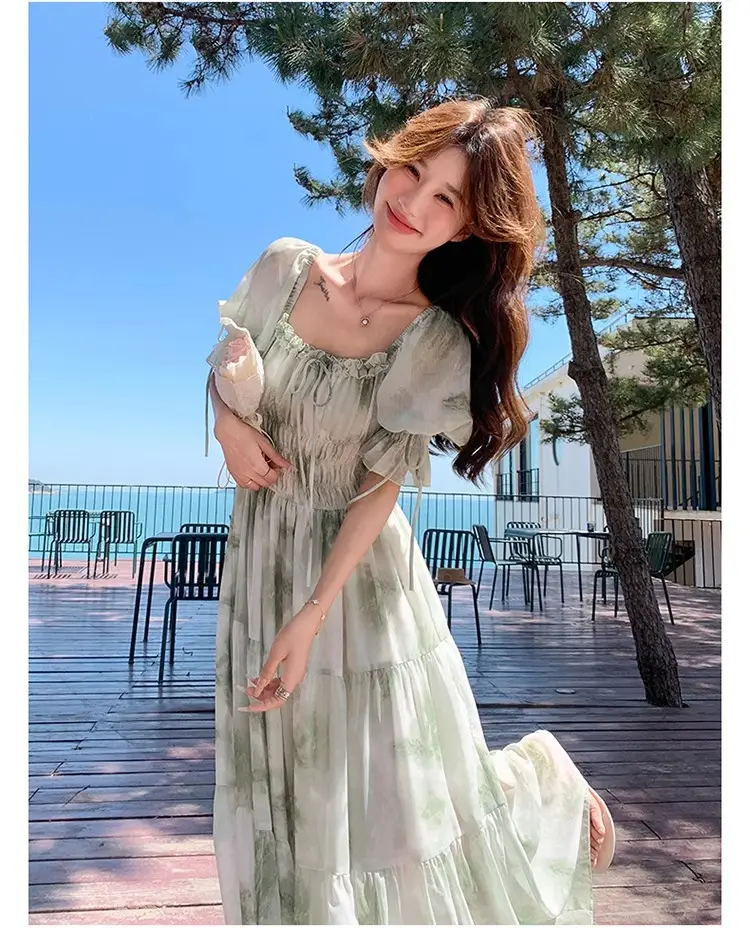 French-Style Romantic Square-Neck Floral Dress, Fairy-Like, Spring and Autumn 2026 New Model, Summer Gentle Temperament, Super Fairy-Like Vacation Long Dress — feature 19