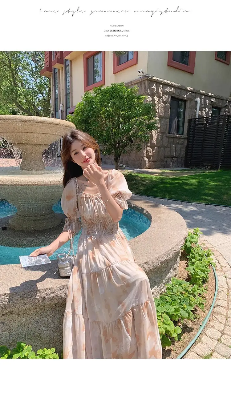French-Style Romantic Square-Neck Floral Dress, Fairy-Like, Spring and Autumn 2026 New Model, Summer Gentle Temperament, Super Fairy-Like Vacation Long Dress — feature 5