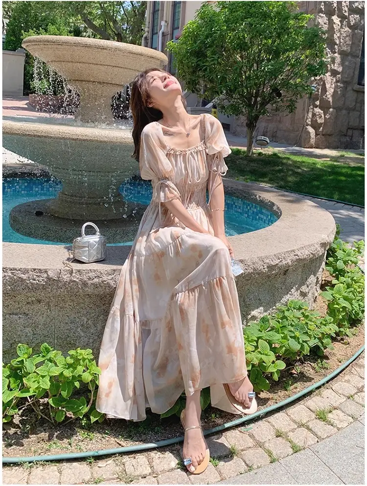 French-Style Romantic Square-Neck Floral Dress, Fairy-Like, Spring and Autumn 2026 New Model, Summer Gentle Temperament, Super Fairy-Like Vacation Long Dress — feature 6