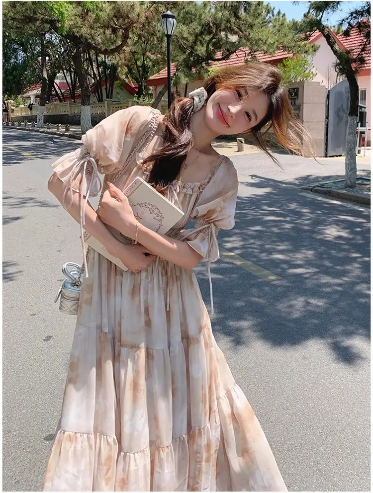 French-Style Romantic Square-Neck Floral Dress, Fairy-Like, Spring and Autumn 2026 New Model, Summer Gentle Temperament, Super Fairy-Like Vacation Long Dress — feature 7