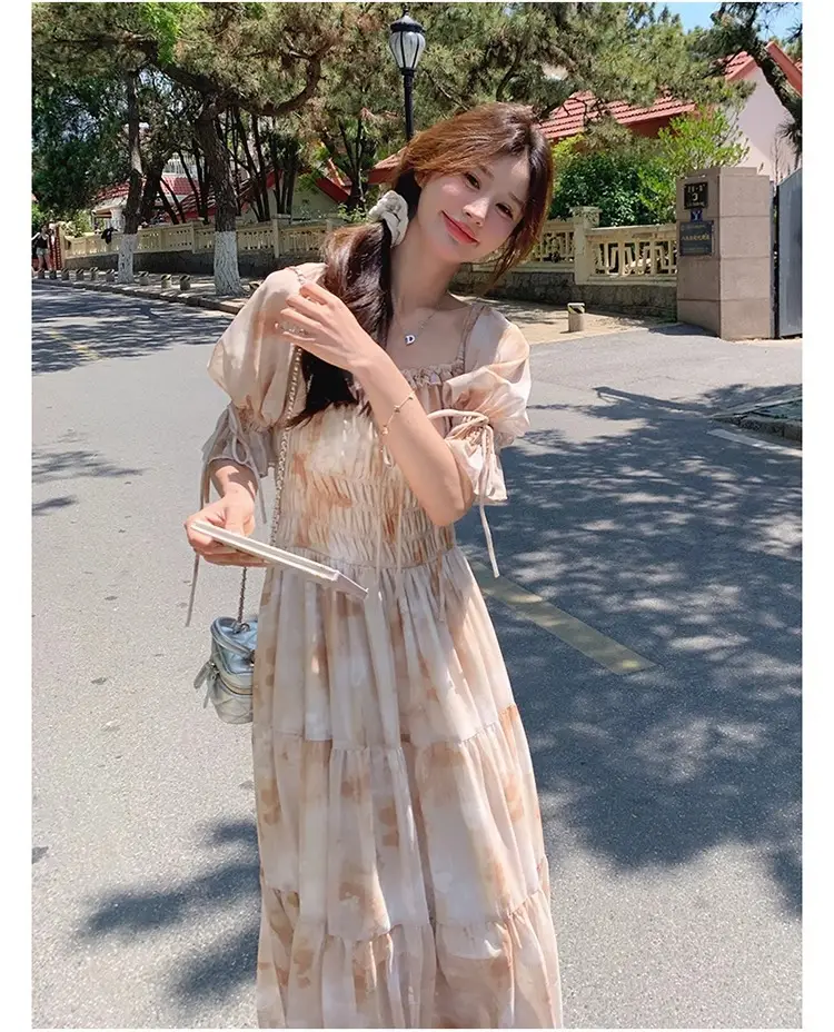 French-Style Romantic Square-Neck Floral Dress, Fairy-Like, Spring and Autumn 2026 New Model, Summer Gentle Temperament, Super Fairy-Like Vacation Long Dress — feature 9