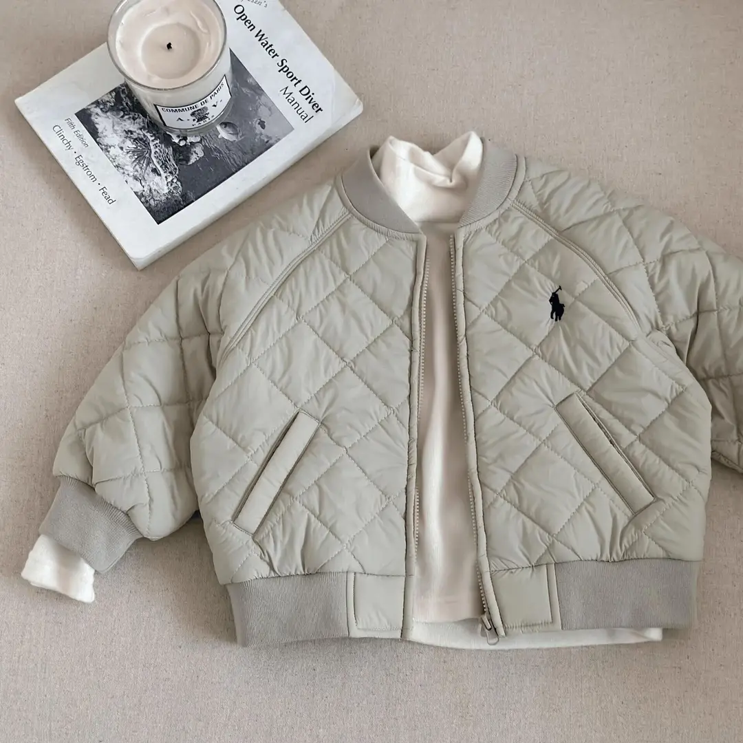 Little Bear Cotton Jacket 25 Autumn/Winter Boys and Girls Embroidered Coat Baseball Jacket Thick Solid Color Set Hooded Sweatshirt - Image 12