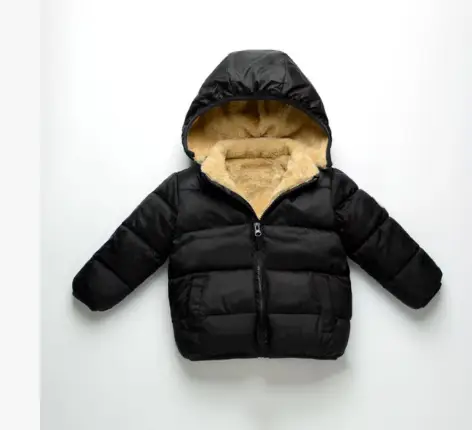 Little Bear Cotton Jacket 25 Autumn/Winter Boys and Girls Embroidered Coat Baseball Jacket Thick Solid Color Set Hooded Sweatshirt - Image 6