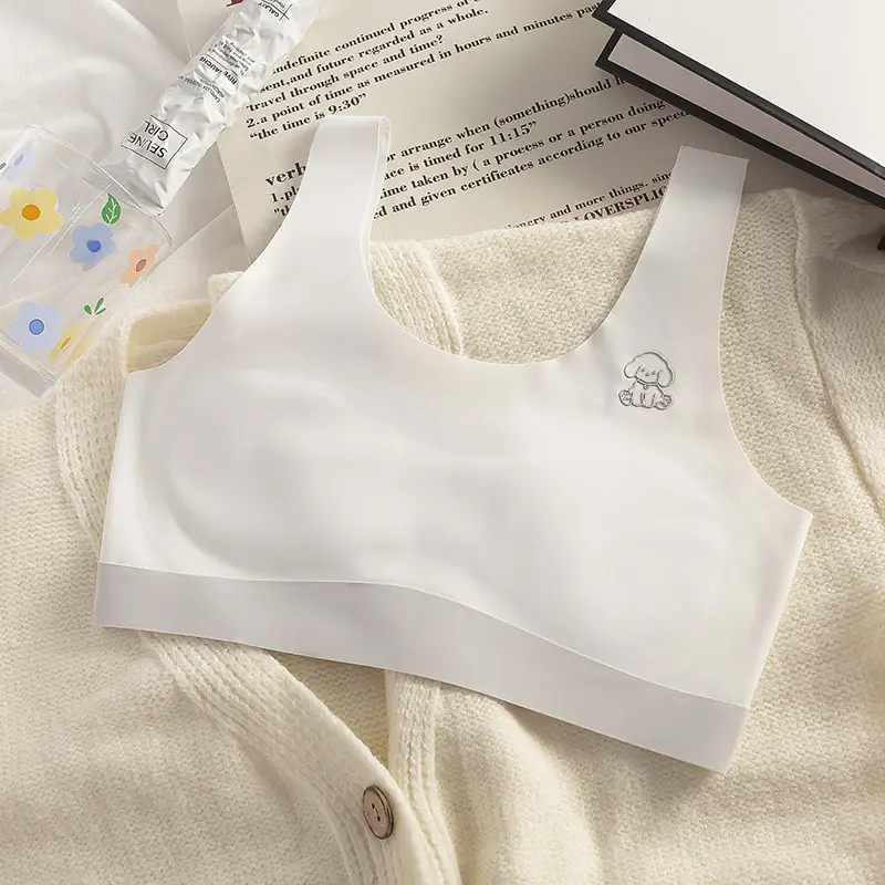 Girls' Developmental Period Underwear, Stage One, Seamless Ice Silk Anti-Bump Vest, Student Sports Shockproof Vest for Girls