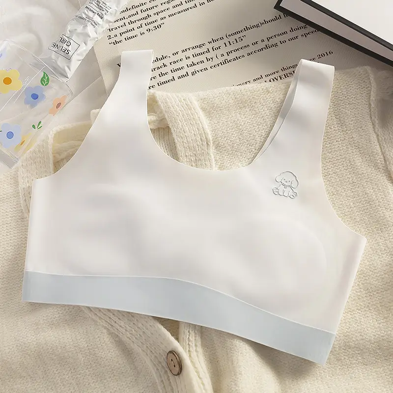 Girls' Developmental Period Underwear, Stage One, Seamless Ice Silk Anti-Bump Vest, Student Sports Shockproof Vest for Girls