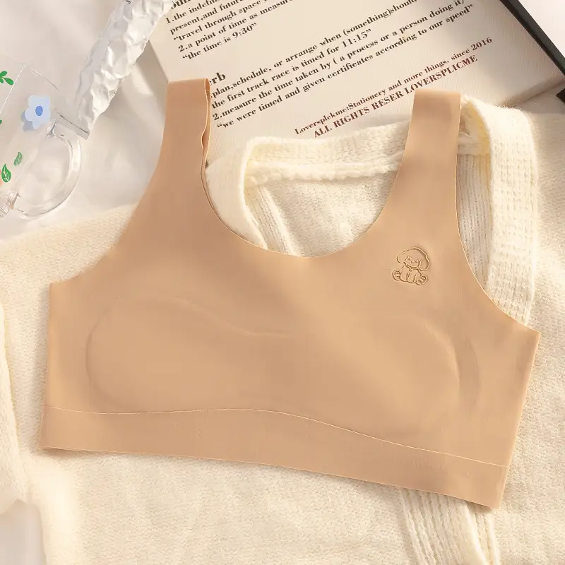 Girls' Developmental Period Underwear, Stage One, Seamless Ice Silk Anti-Bump Vest, Student Sports Shockproof Vest for Girls
