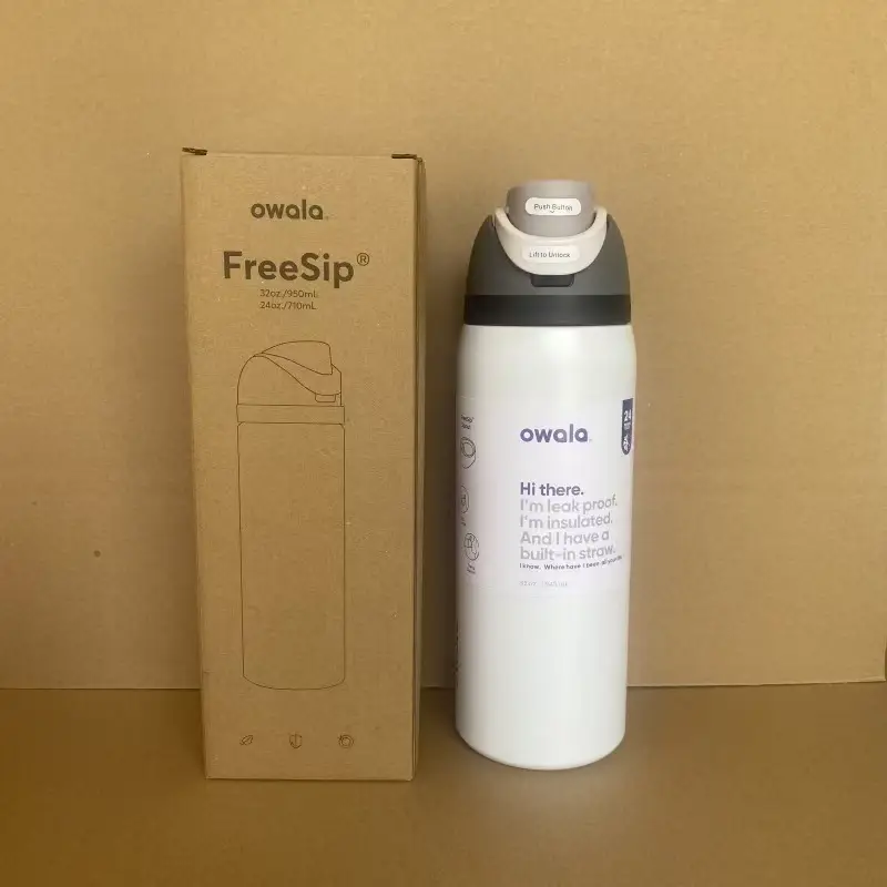 Owala Fashionable Dual-Drink Sports Water Bottle in Stock, 304 Stainless Steel Vacuum Insulated Cup, Portable Large-Capacity Fruit Cup