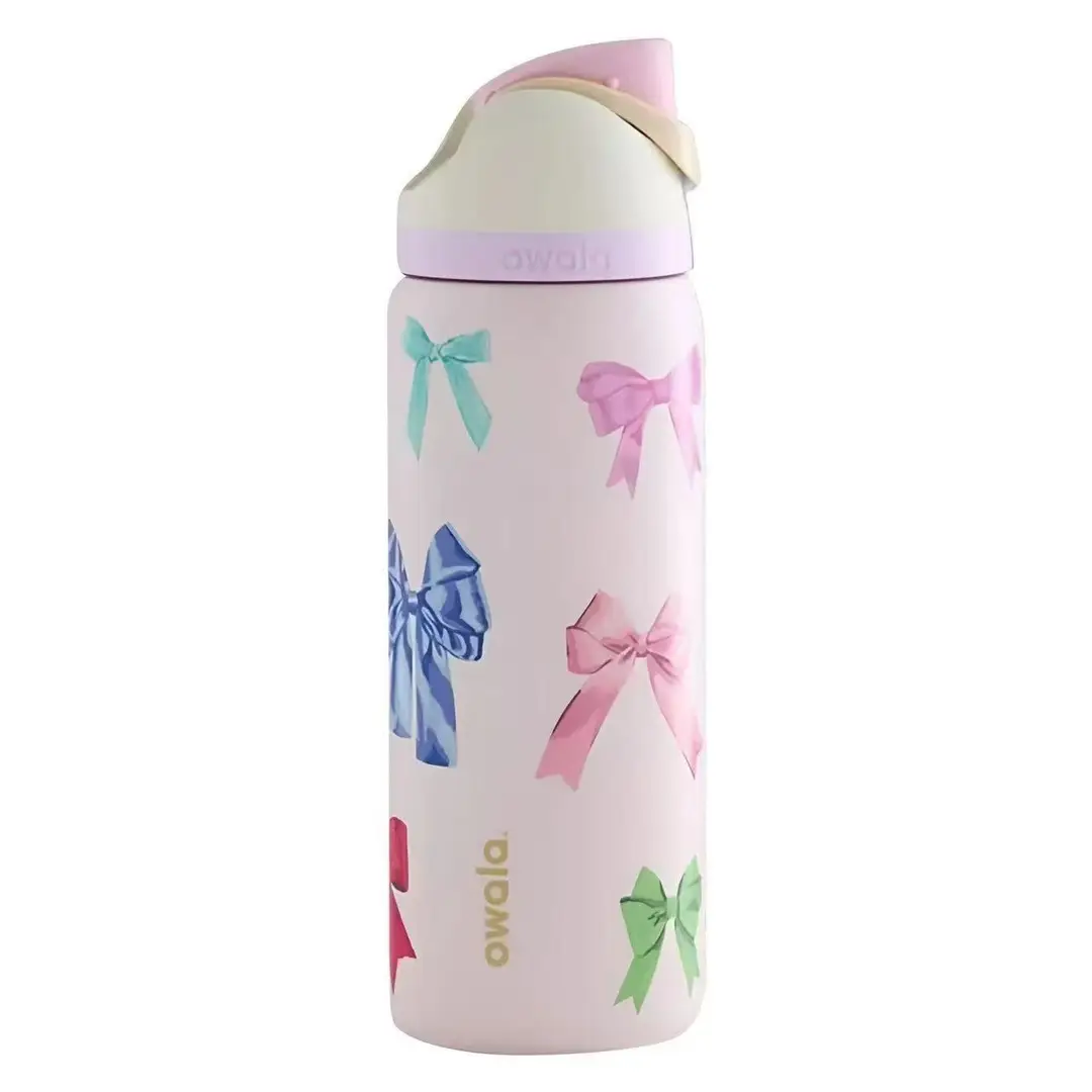Owala Fashionable Dual-Drink Sports Water Bottle in Stock, 304 Stainless Steel Vacuum Insulated Cup, Portable Large-Capacity Fruit Cup