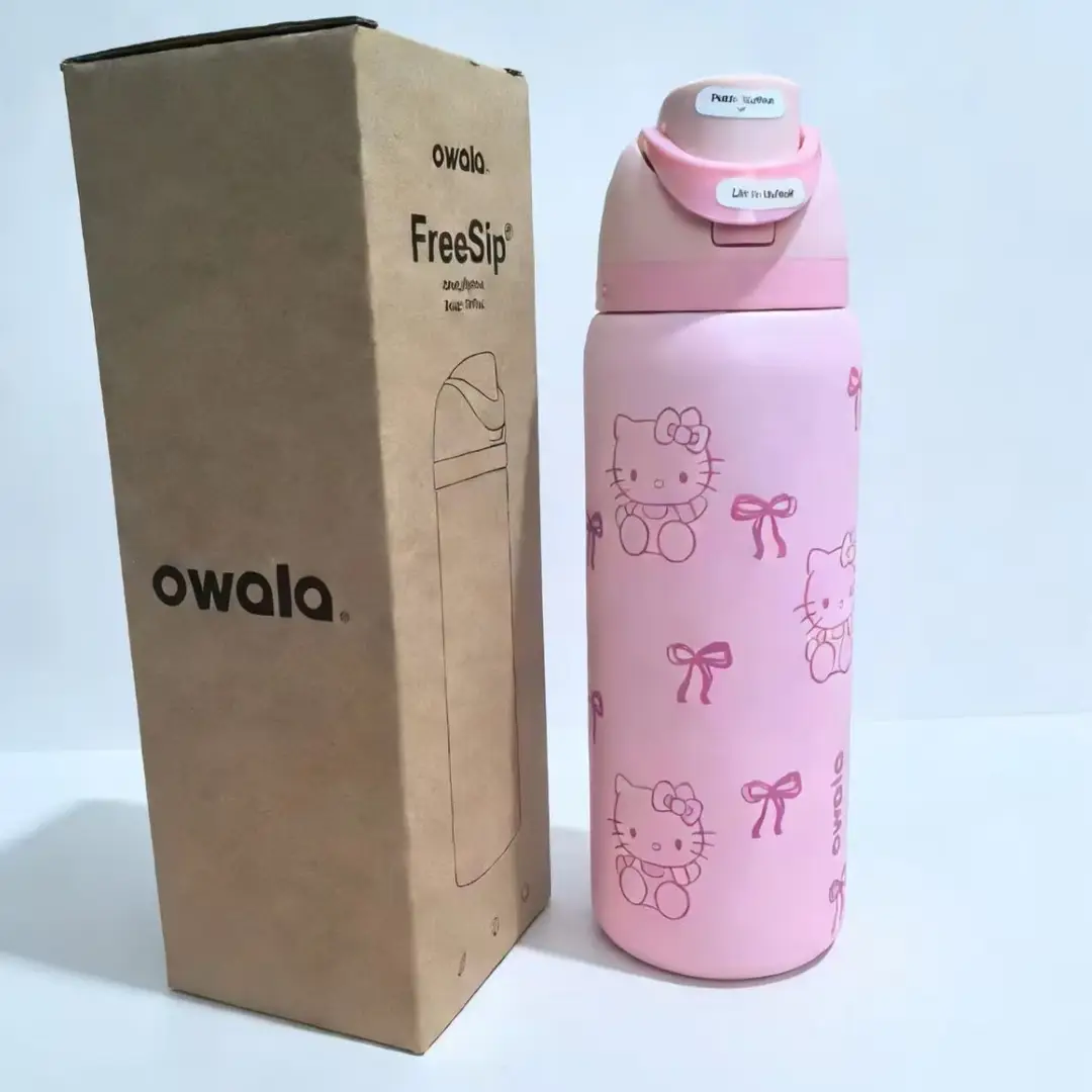 Owala Fashionable Dual-Drink Sports Water Bottle in Stock, 304 Stainless Steel Vacuum Insulated Cup, Portable Large-Capacity Fruit Cup