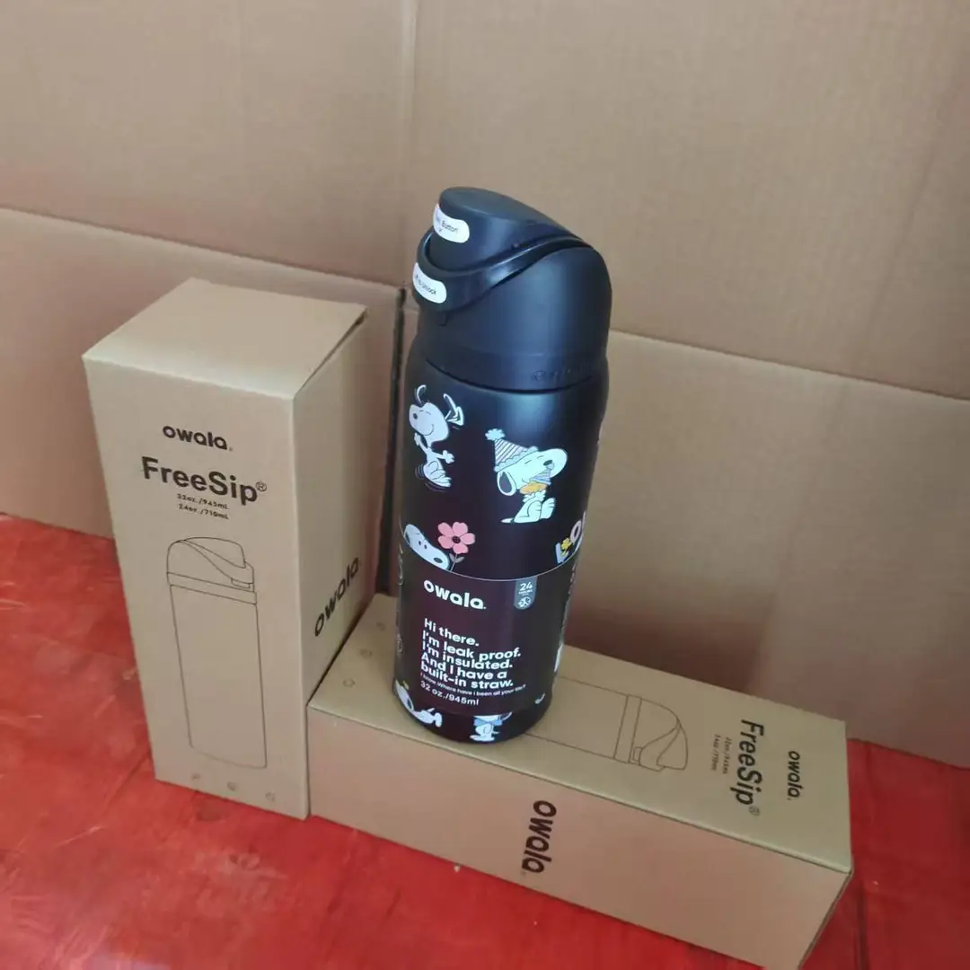 Owala Fashionable Dual-Drink Sports Water Bottle in Stock, 304 Stainless Steel Vacuum Insulated Cup, Portable Large-Capacity Fruit Cup