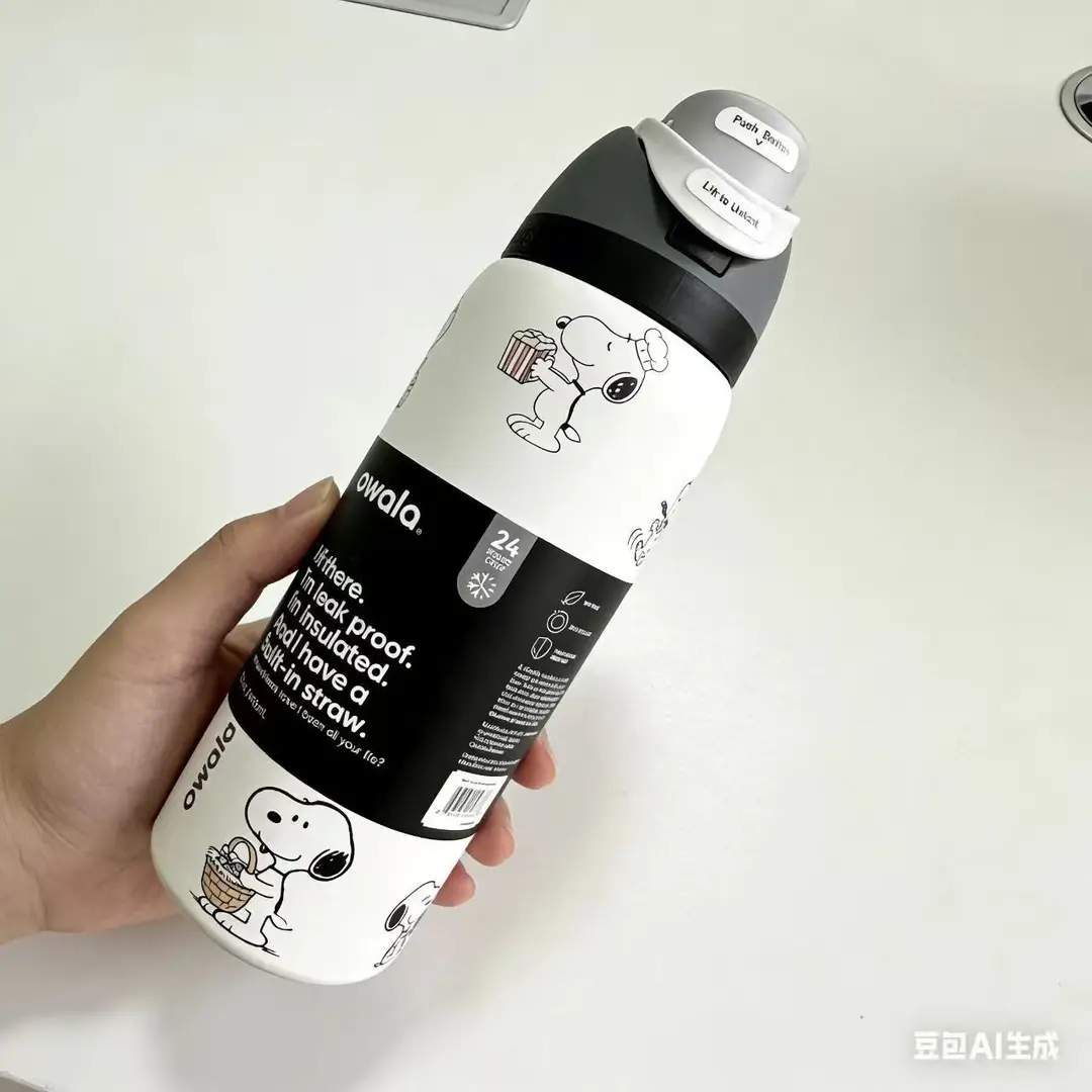 Owala Fashionable Dual-Drink Sports Water Bottle in Stock, 304 Stainless Steel Vacuum Insulated Cup, Portable Large-Capacity Fruit Cup