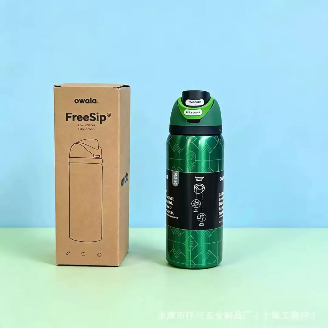 Owala Fashionable Dual-Drink Sports Water Bottle in Stock, 304 Stainless Steel Vacuum Insulated Cup, Portable Large-Capacity Fruit Cup