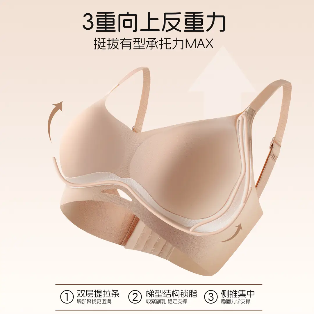 New Anti-Gravity Lifting Jelly Strip Bra with Built-In Fixed Cup, Comfortable, Soft, Seamless, and Supportive for Women