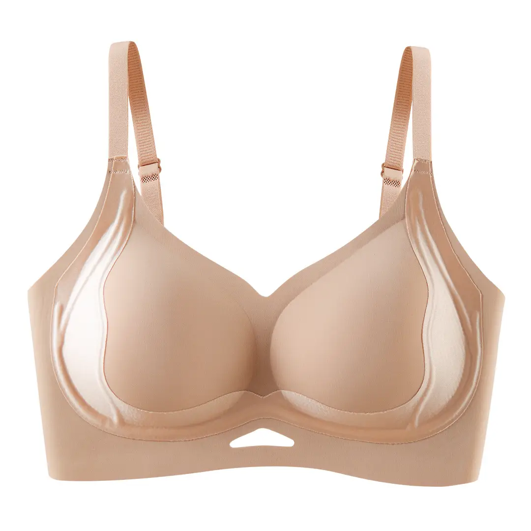 New Anti-Gravity Lifting Jelly Strip Bra with Built-In Fixed Cup, Comfortable, Soft, Seamless, and Supportive for Women