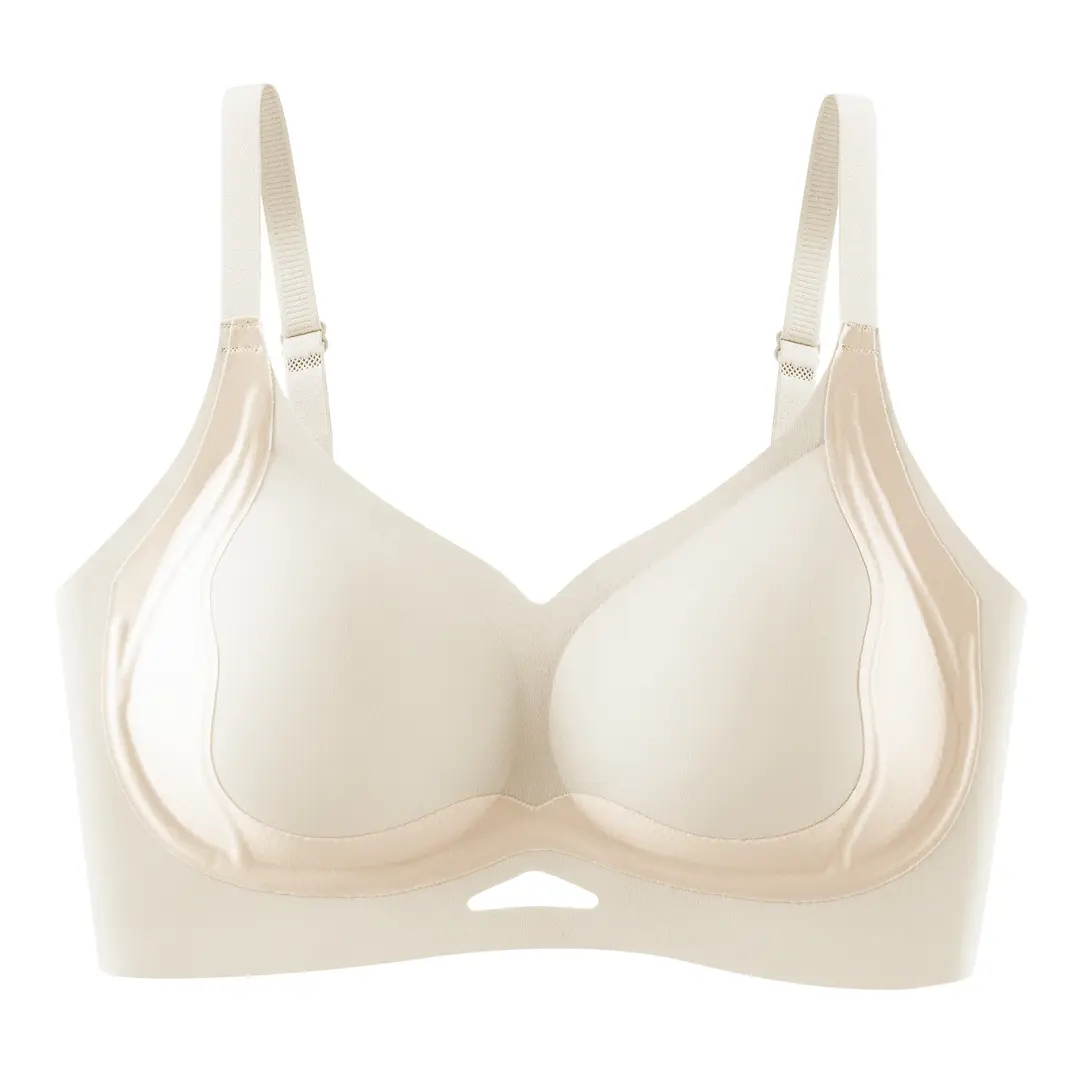 New Anti-Gravity Lifting Jelly Strip Bra with Built-In Fixed Cup, Comfortable, Soft, Seamless, and Supportive for Women