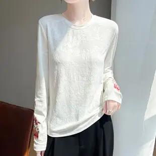 2026 Spring/Summer Women's New Short Round Neck Loose Fit Printed Long Sleeve Pattern Design Versatile Sun Protection Base Shirt Top — feature 2