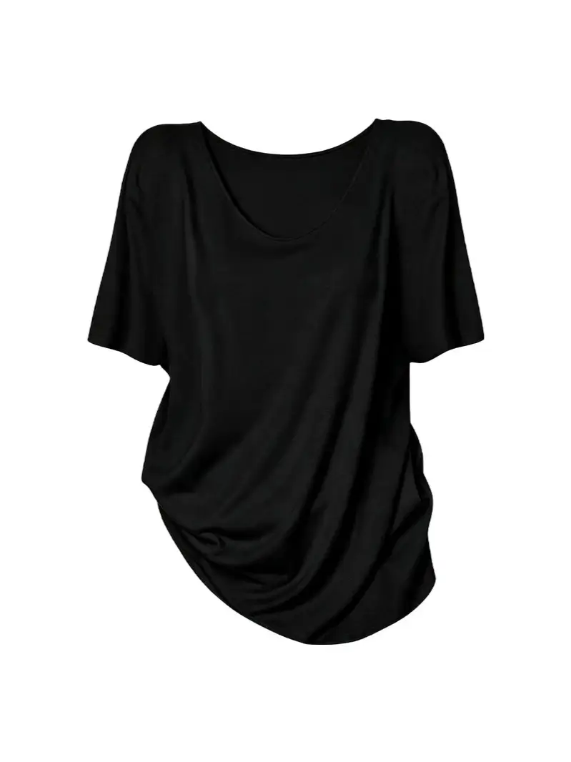 Plus-Size Casual Short-Sleeve Loose T-Shirt for Women, 2026 New Summer V-Neck T-Shirt for Curvy Women, Conceals Body Shape and Makes You Look Slimmer