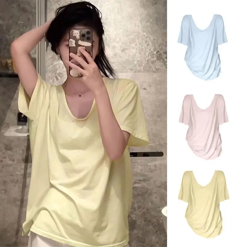 Plus-Size Casual Short-Sleeve Loose T-Shirt for Women, 2026 New Summer V-Neck T-Shirt for Curvy Women, Conceals Body Shape and Makes You Look Slimmer — feature 14