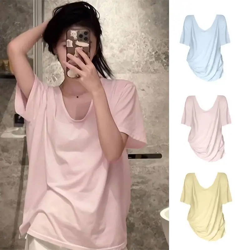 Plus-Size Casual Short-Sleeve Loose T-Shirt for Women, 2026 New Summer V-Neck T-Shirt for Curvy Women, Conceals Body Shape and Makes You Look Slimmer — feature 3