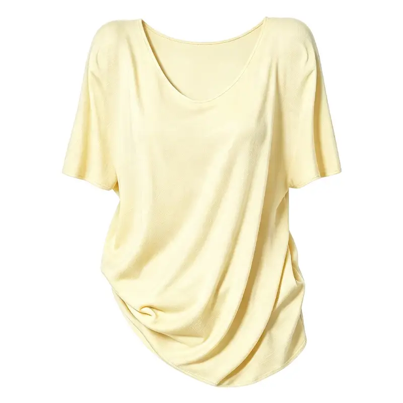 Plus-Size Casual Short-Sleeve Loose T-Shirt for Women, 2026 New Summer V-Neck T-Shirt for Curvy Women, Conceals Body Shape and Makes You Look Slimmer