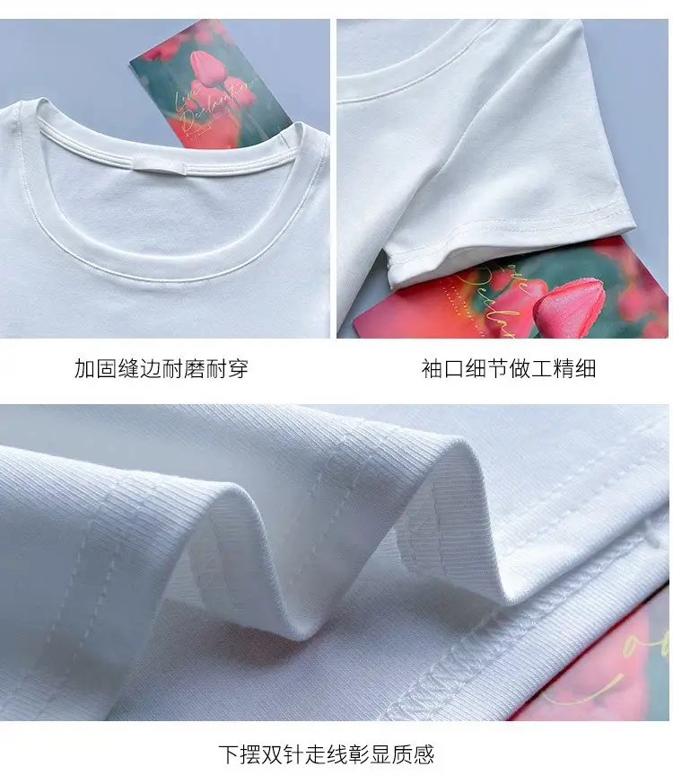 Pure Cotton U-Neck Short-Sleeve T-Shirt for Women, Summer Sweet and Spicy Dopamine Style, Slim Fit Low Round Neck, Clavicle-Exposing Short Top — feature 17