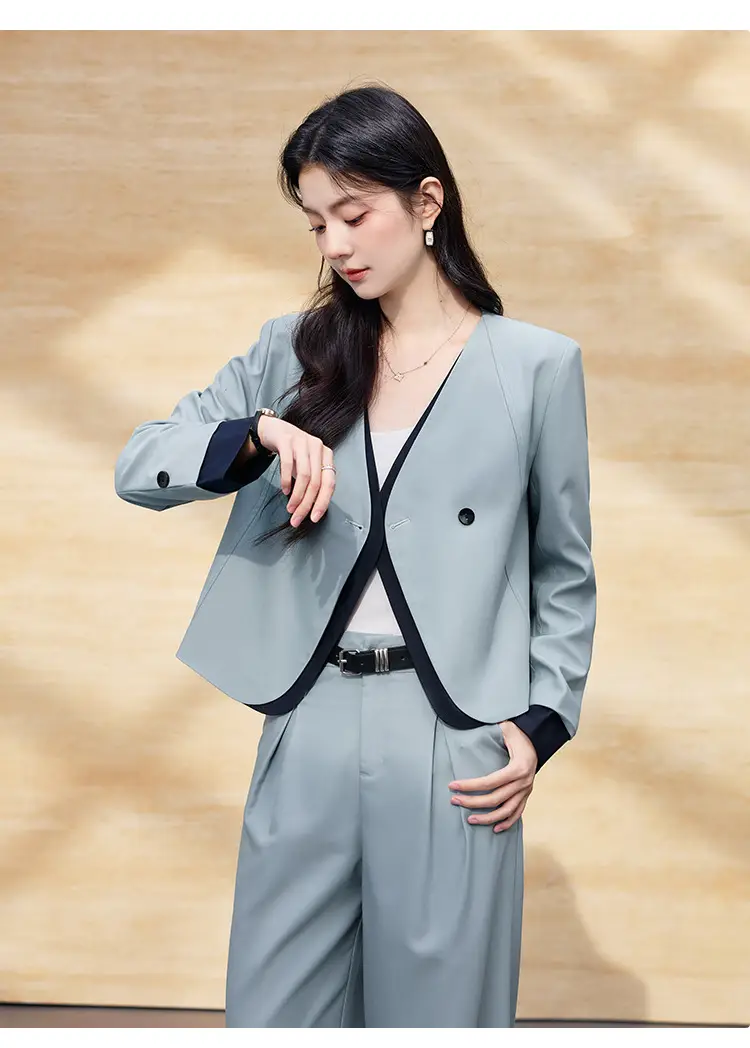 Korean Fashion Style Chanel-Inspired Blazer for Women, New Spring and Autumn Season, Elegant Socialite Style, Patchwork Wide-Leg Pants Suit — feature 20