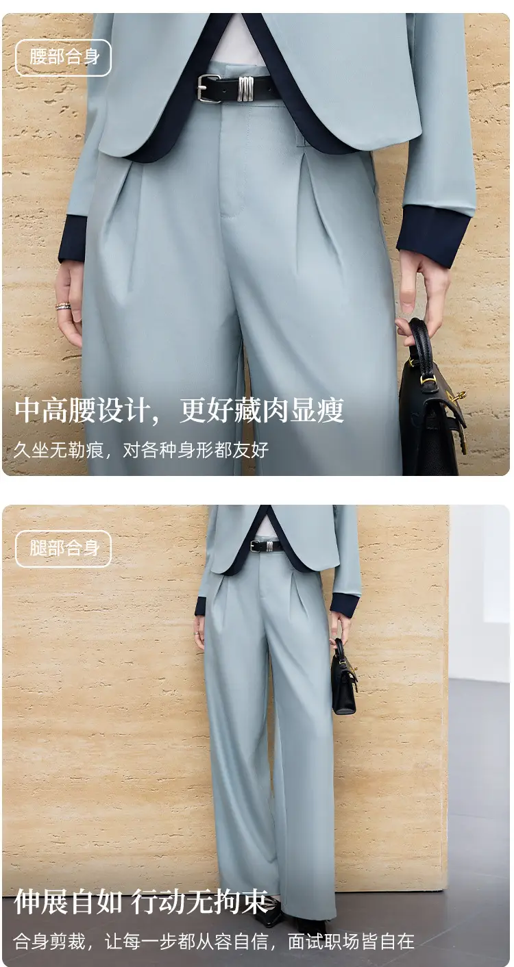 Korean Fashion Style Chanel-Inspired Blazer for Women, New Spring and Autumn Season, Elegant Socialite Style, Patchwork Wide-Leg Pants Suit — feature 8