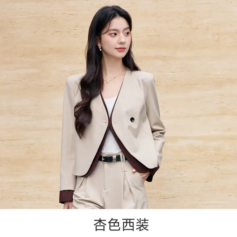Korean Fashion Style Chanel-Inspired Blazer for Women, New Spring and Autumn Season, Elegant Socialite Style, Patchwork Wide-Leg Pants Suit
